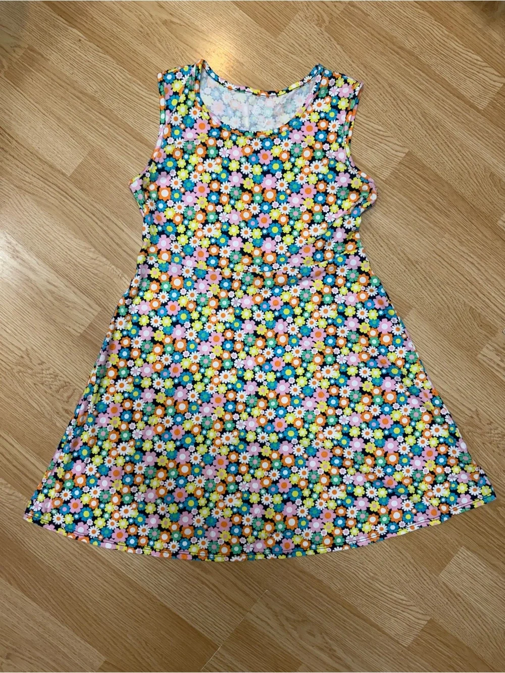 Wonder Nation Girls XL 14-16 Plus Multicolor Floral Sleeveless Skater Dress